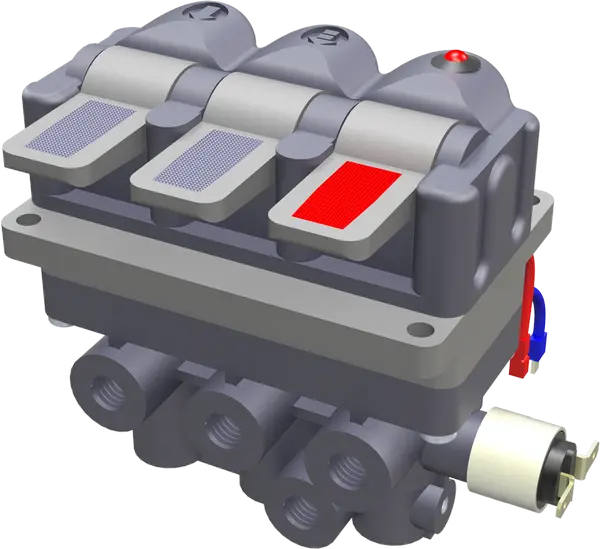 3 Çıkışlı Hava Valfi Kare Bağlantı Işık İkazlı Plastik Gövde