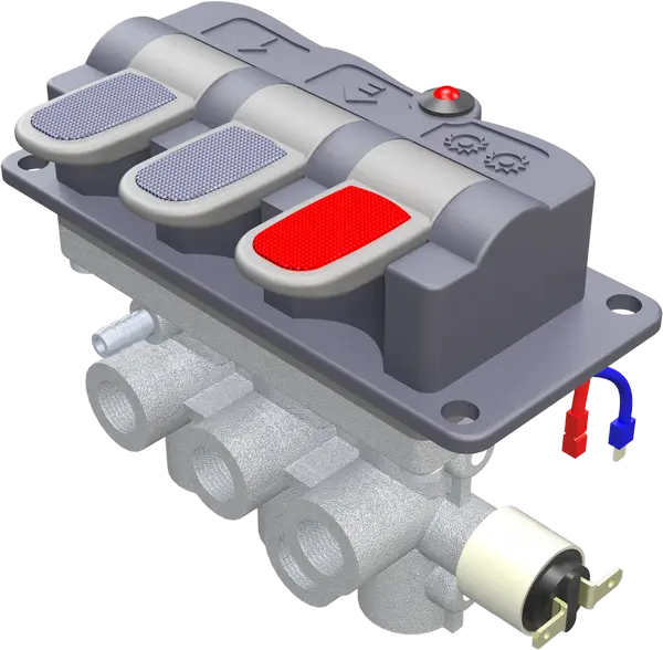 3 Way Air Valve Square Connection with Light Warning Metal Housing