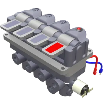 4 Way Air Valve Square Connection with Light Warning Plastic Housing